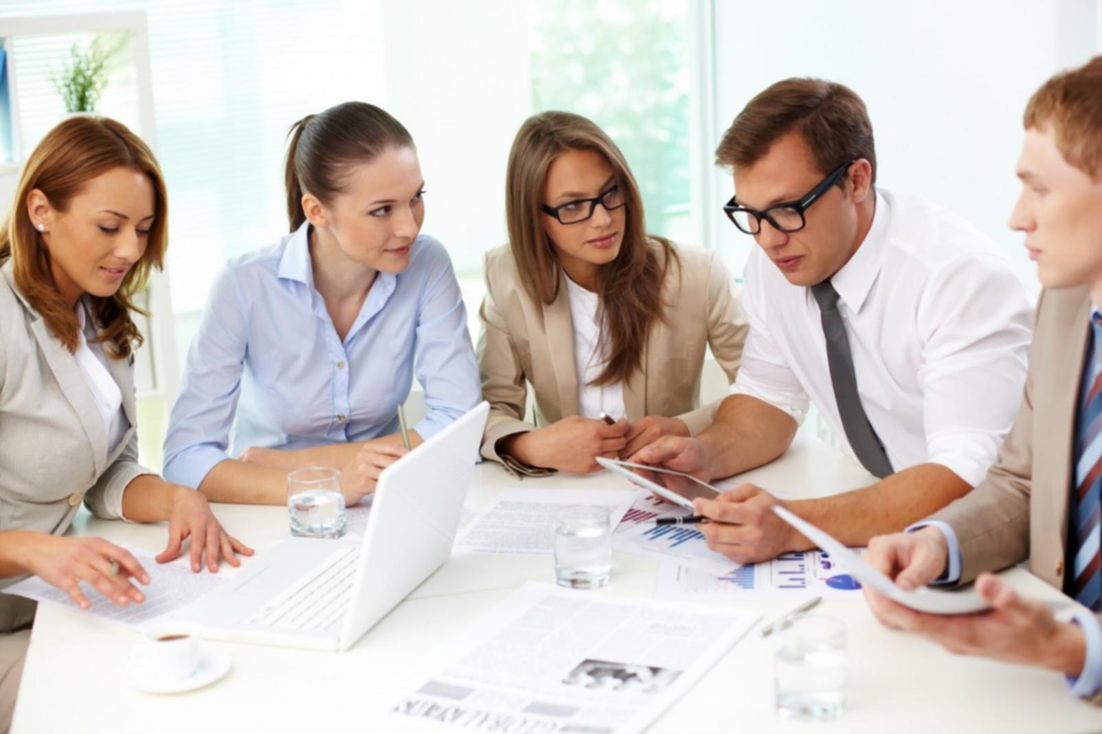 Business meeting discussing financial strategies