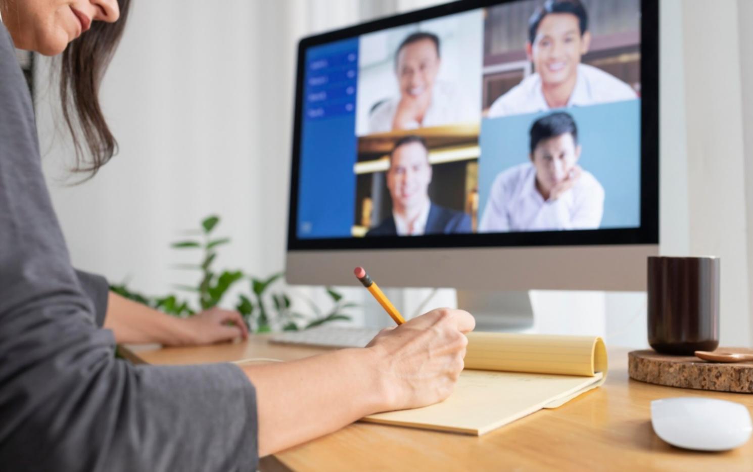 Modern office setting with financial charts